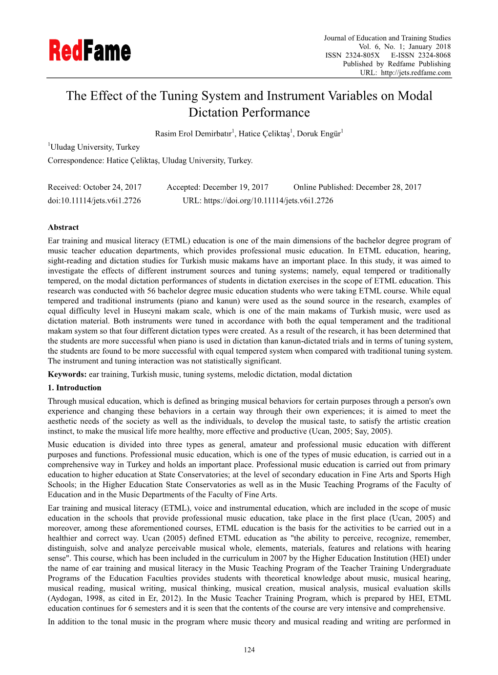 The Effect of the Tuning System and Instrument Variables on Modal Dictation Performance