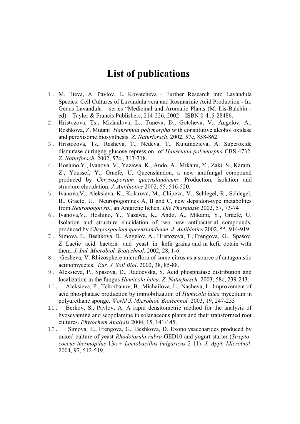 List of Publications s2