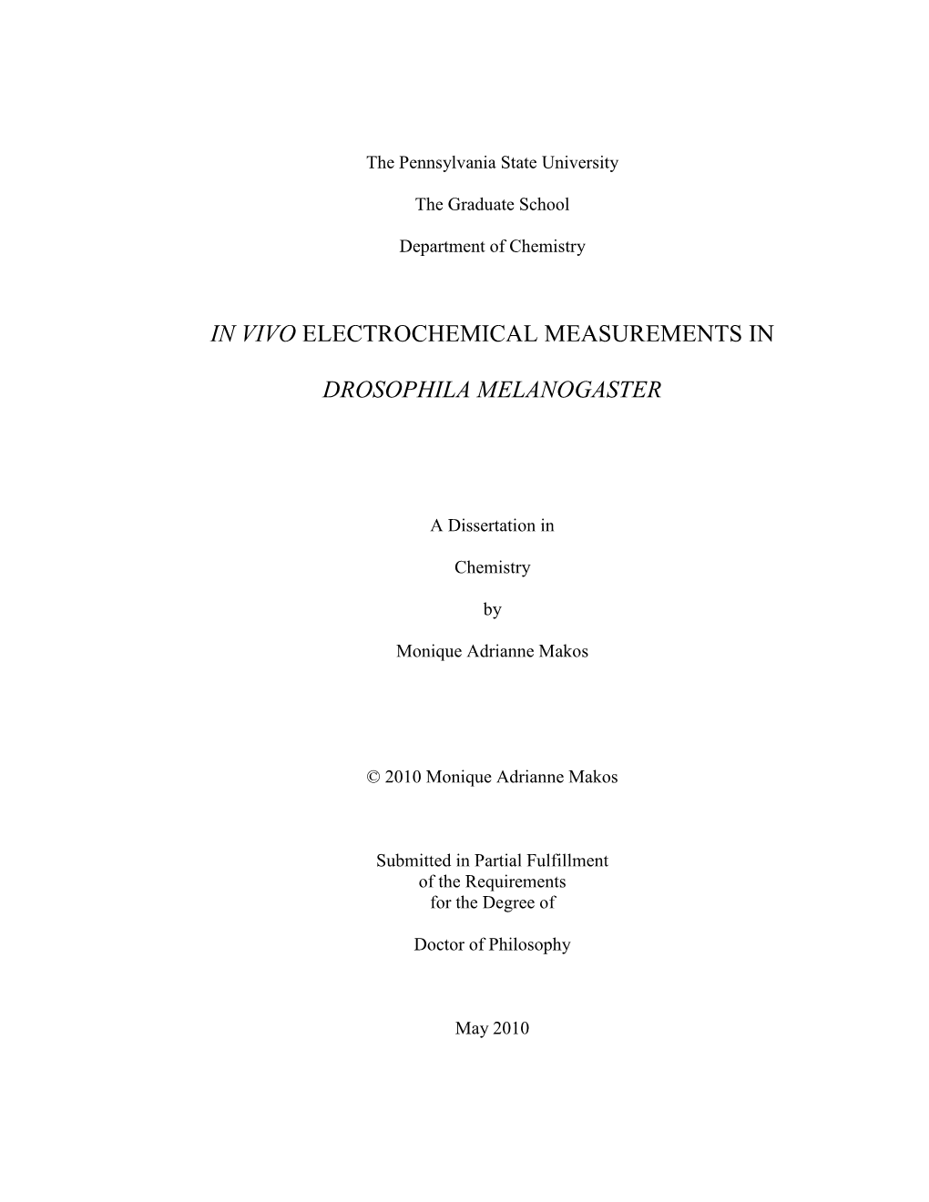 In Vivo Electrochemical Measurements In