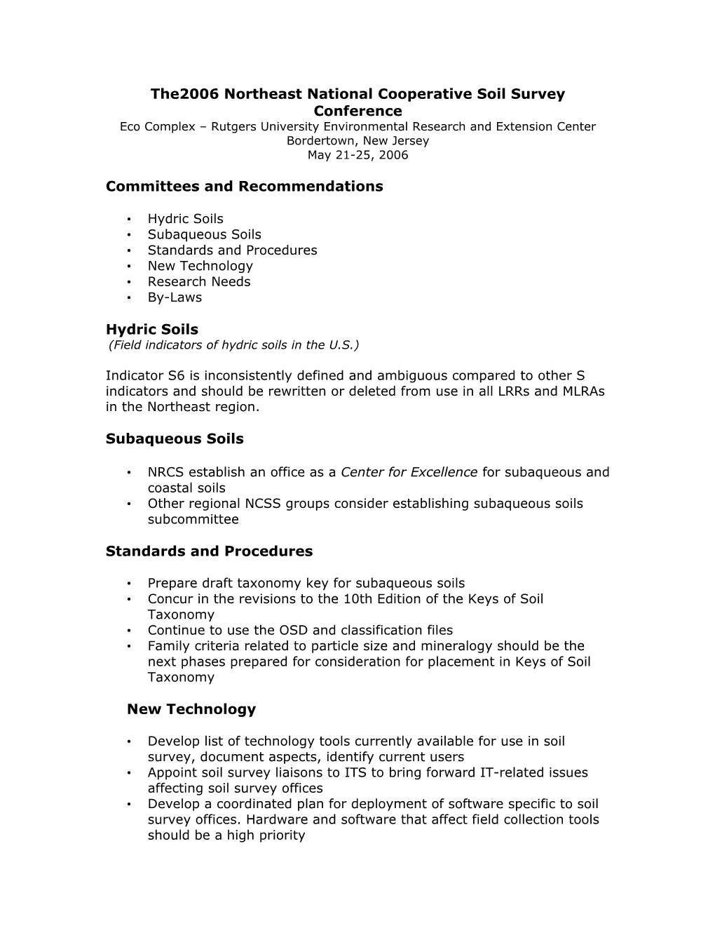 2006 Northeast National Cooperative Soil Survey Conference