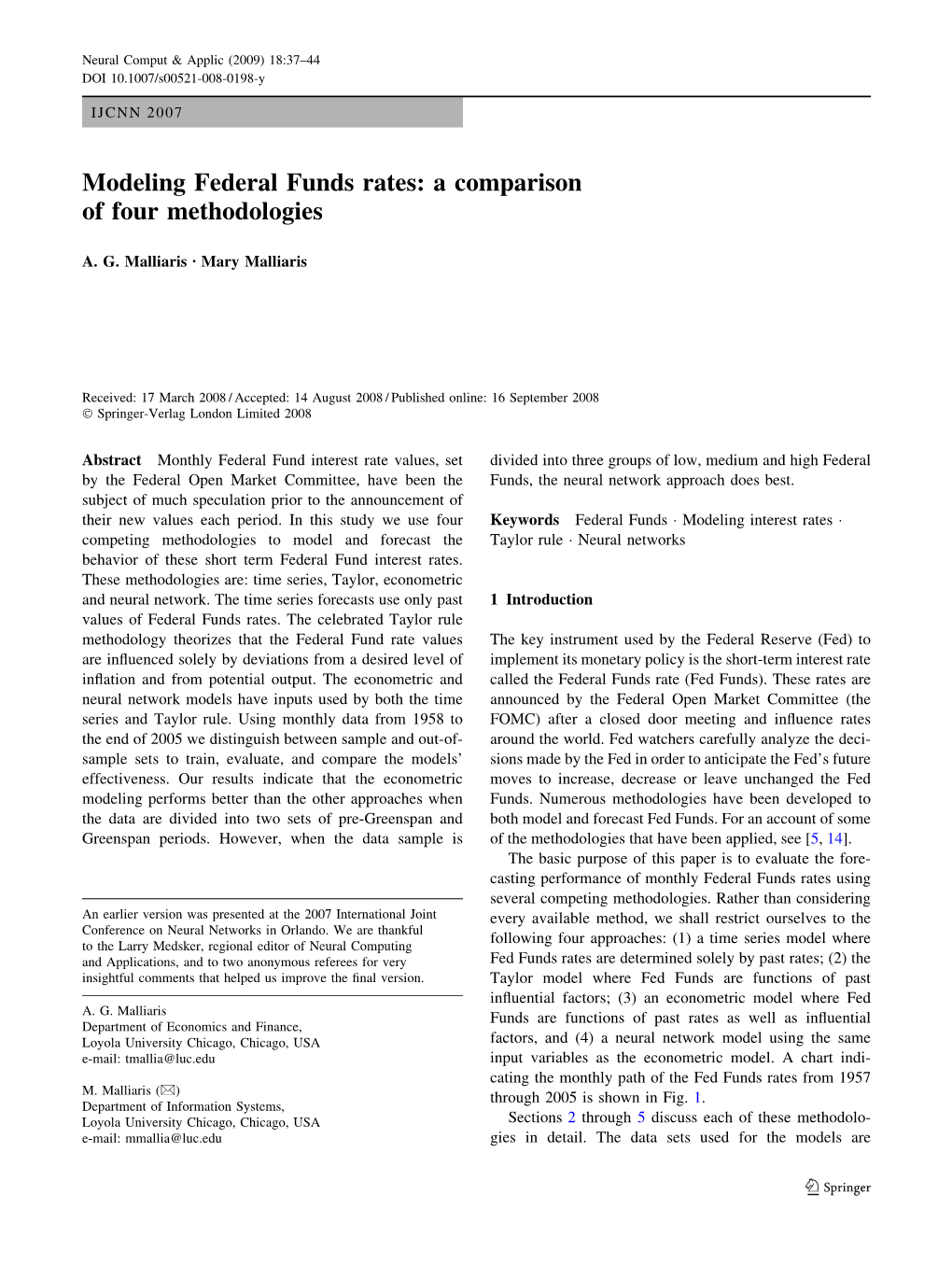 Modeling Federal Funds Rates: a Comparison of Four Methodologies