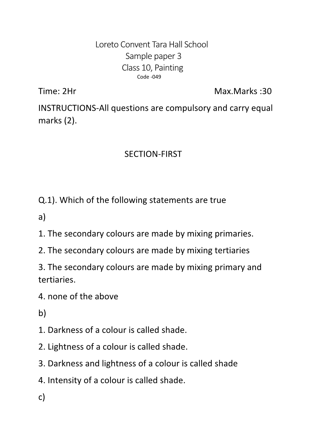 30 INSTRUCTIONS-All Questions Are Compulsory and Carry Equal Marks (2)