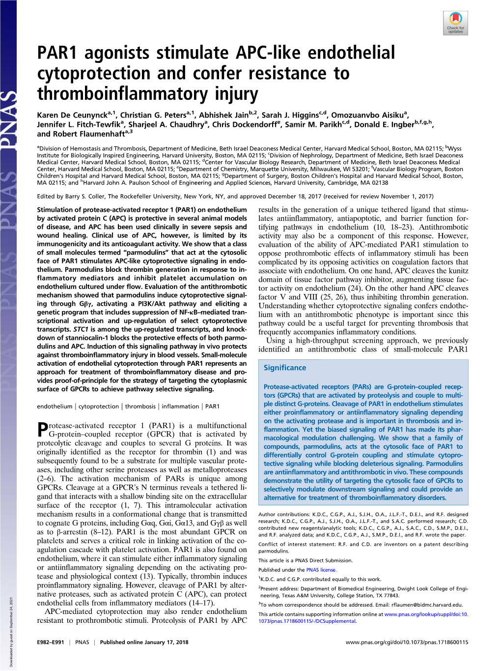 PAR1 Agonists Stimulate APC-Like Endothelial Cytoprotection and Confer Resistance to Thromboinflammatory Injury