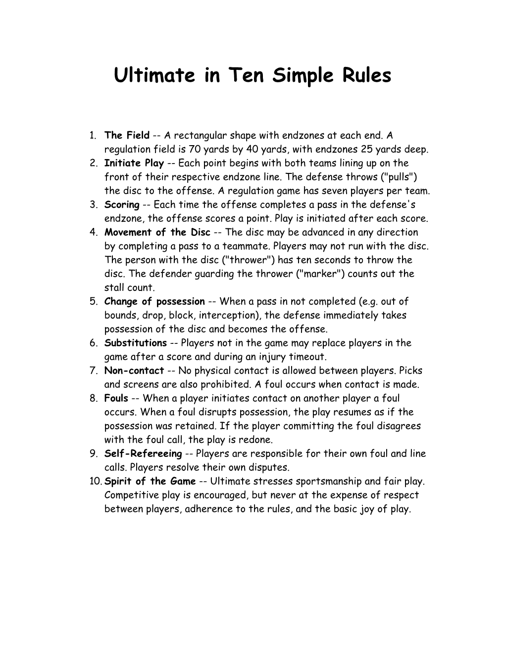 Ultimate in Ten Simple Rules