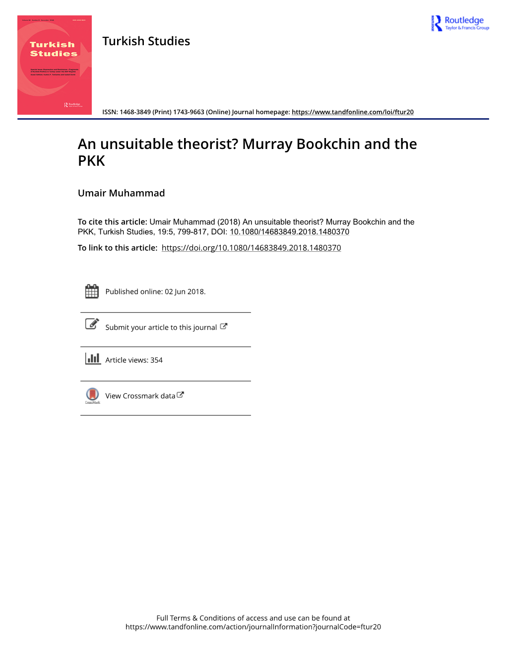 An Unsuitable Theorist? Murray Bookchin and the PKK