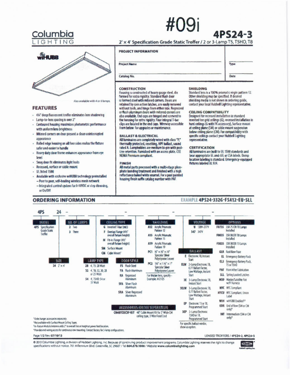 4PS24-3 LIGHTING 2' X 4' Specification Grade Static Troffer /1 Or 3-Lamp T5, T5HO, T8