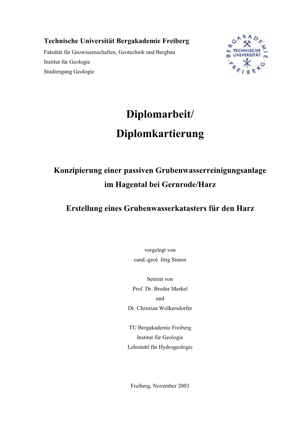 Diplomarbeit/ Diplomkartierung