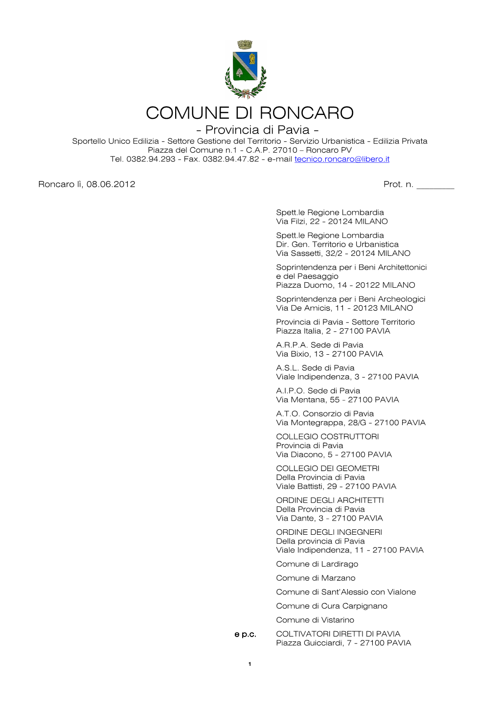 Comune Di Roncaro