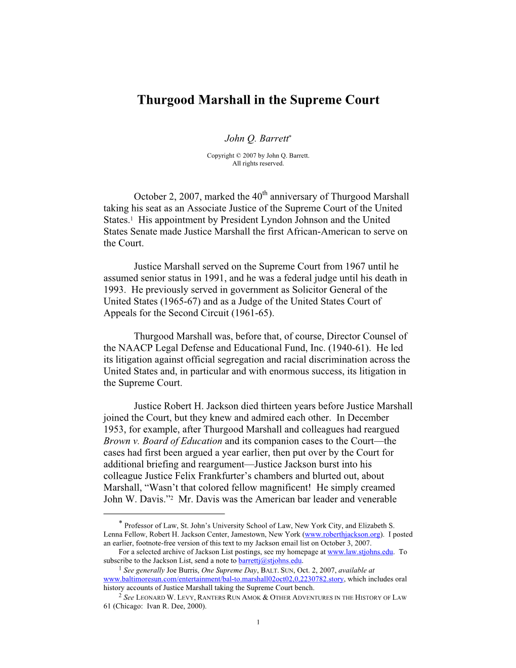 Thurgood Marshall in the Supreme Court