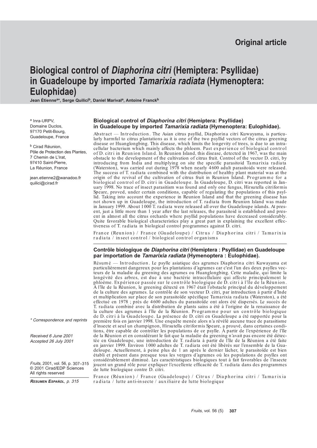 Biological Control of Diaphorina Citri (Hemiptera: Psyllidae)