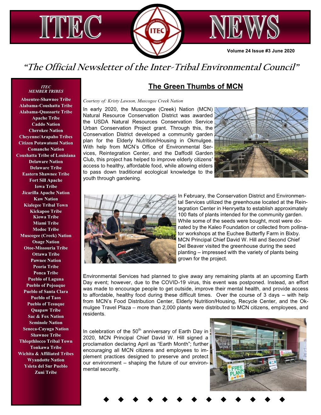 “The Official Newsletter of the Inter-Tribal Environmental Council”