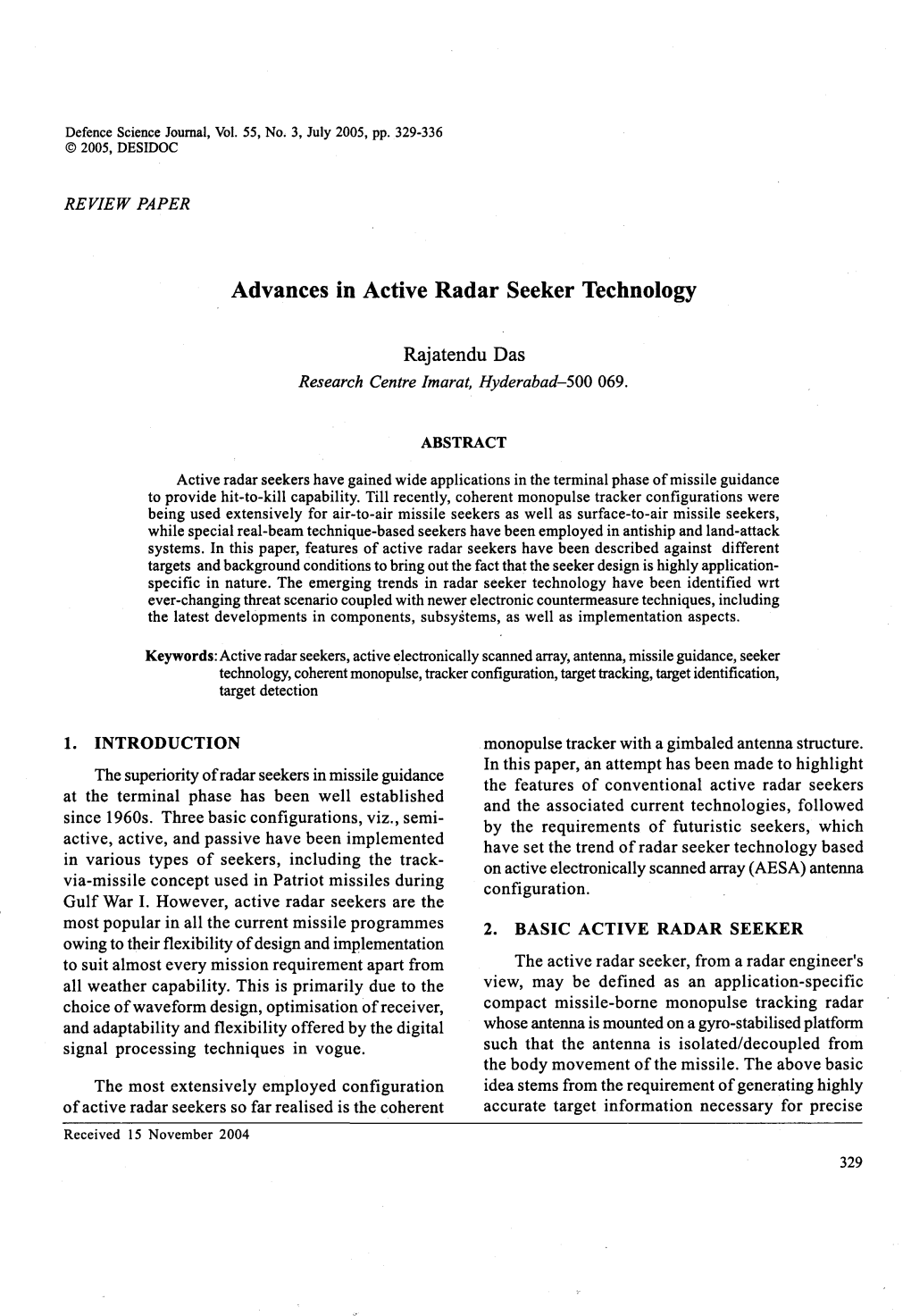 Advances in Active Radar Seeker Technology