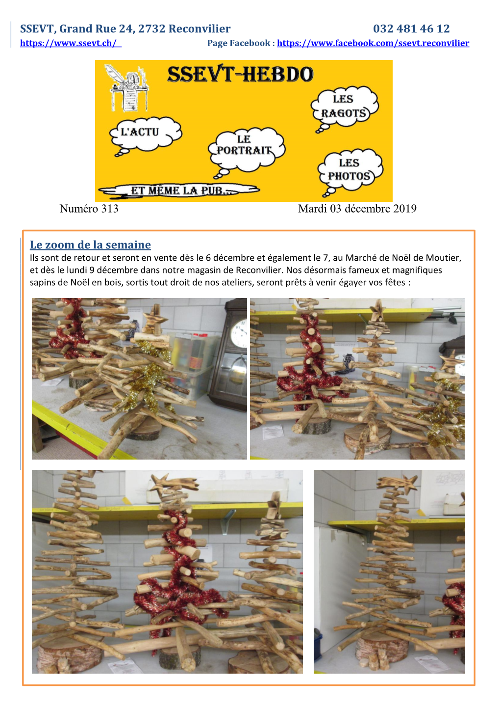 Numéro 313 Mardi 03 Décembre 2019 SSEVT, Grand Rue 24, 2732