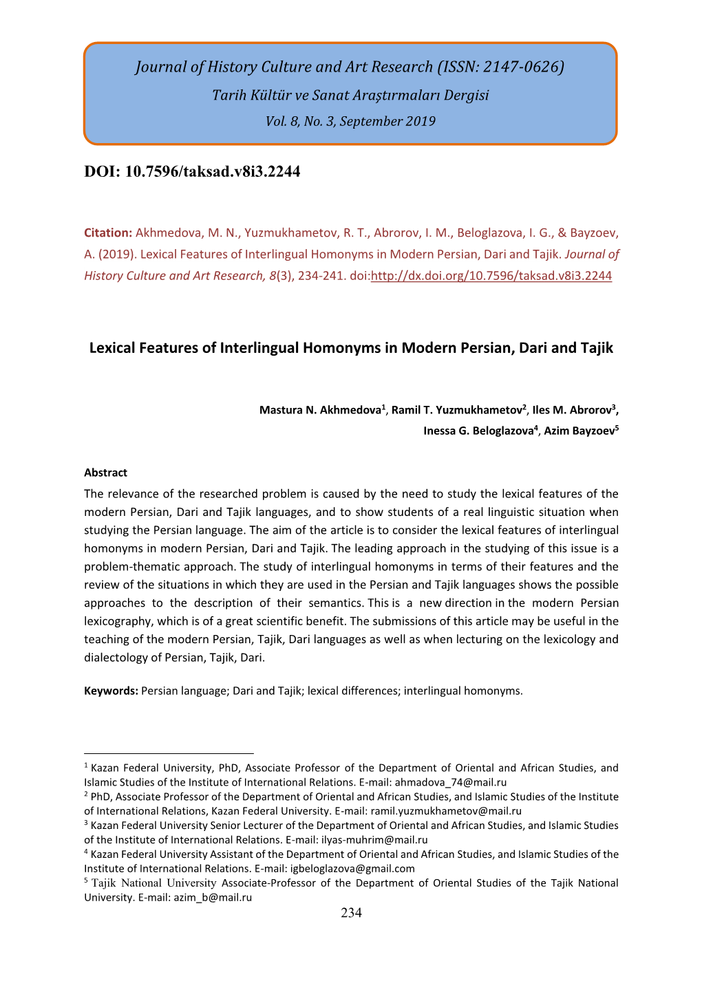 DOI: 10.7596/Taksad.V8i3.2244 Lexical Features of Interlingual