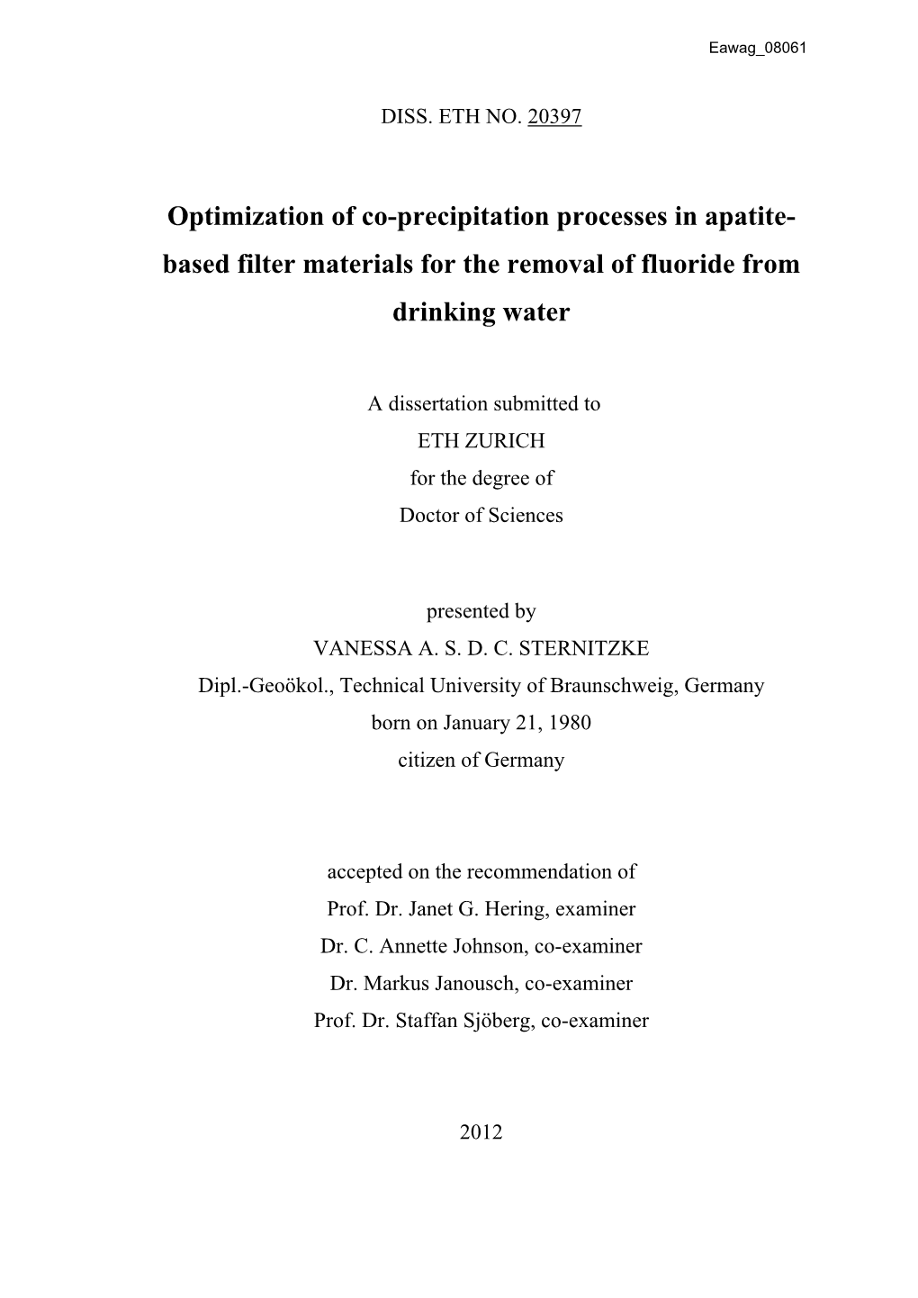 Based Filter Materials for the Removal of Fluoride from Drinking Water