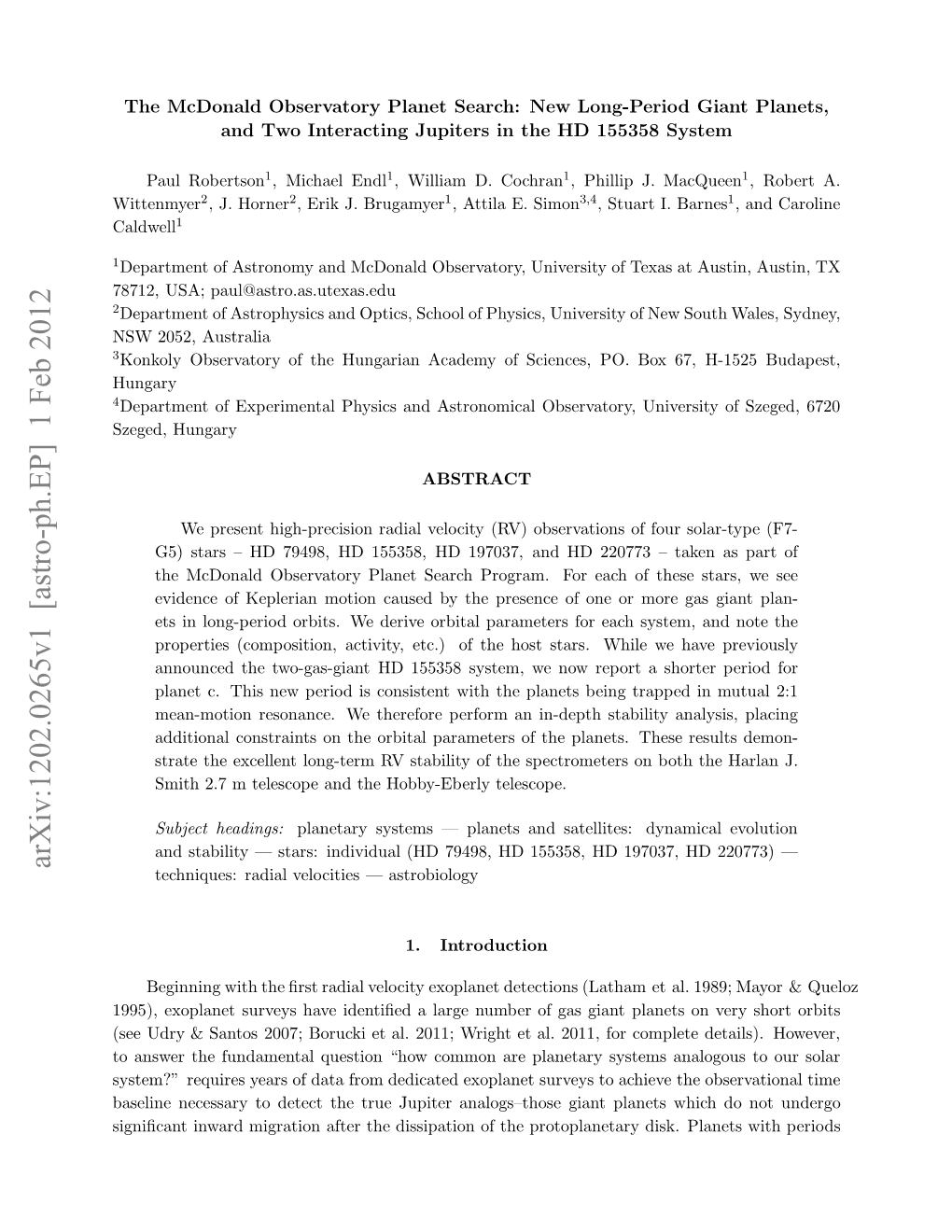 The Mcdonald Observatory Planet Search: New Long-Period Giant