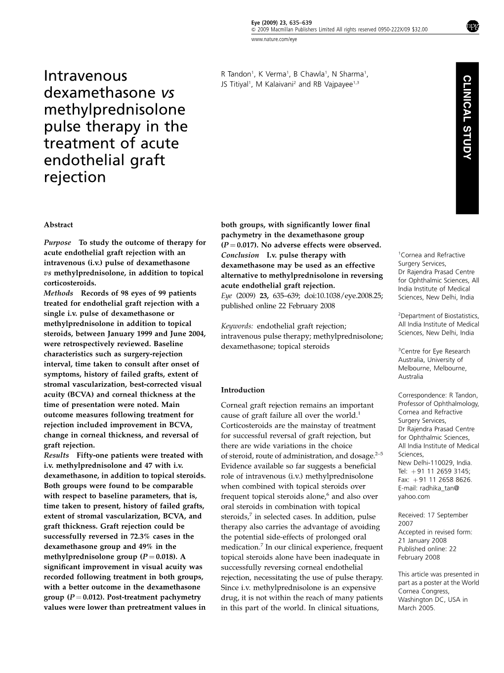 Intravenous Dexamethasone Vs Methylprednisolone Pulse Therapy