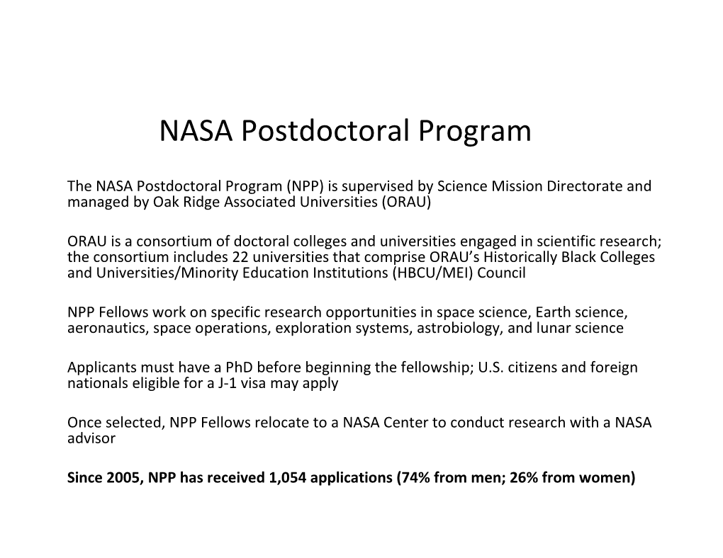 NASA Postdoctoral Program