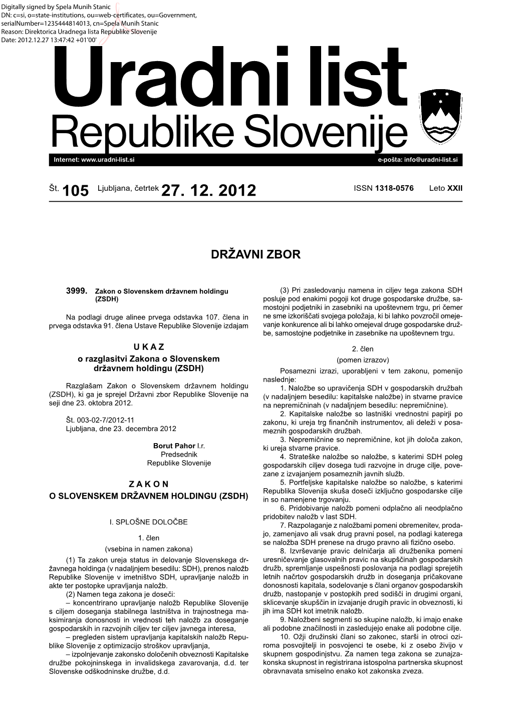 Uradni List RS 105/2012, Uredbeni