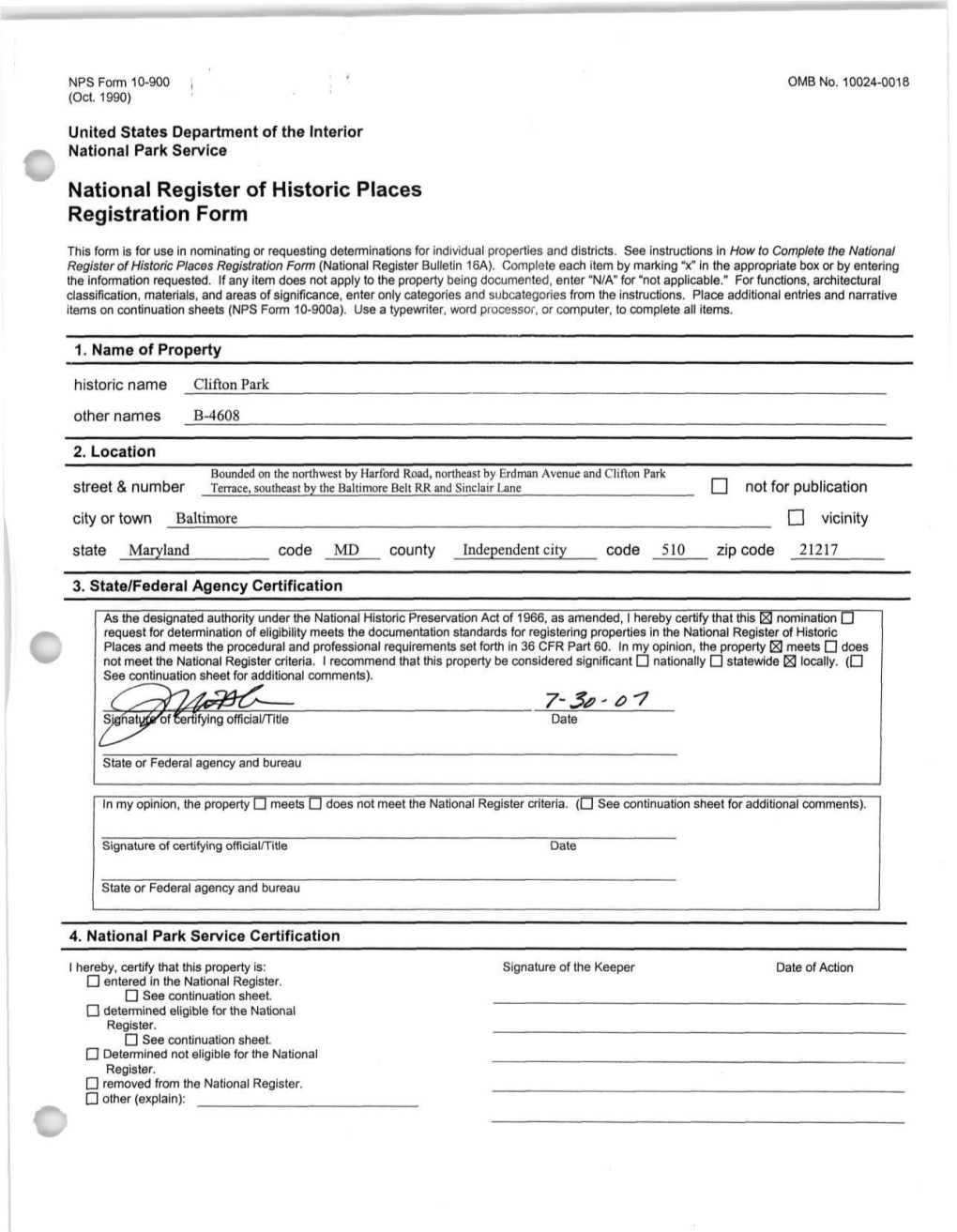 National Register of Historic Places Registration Form