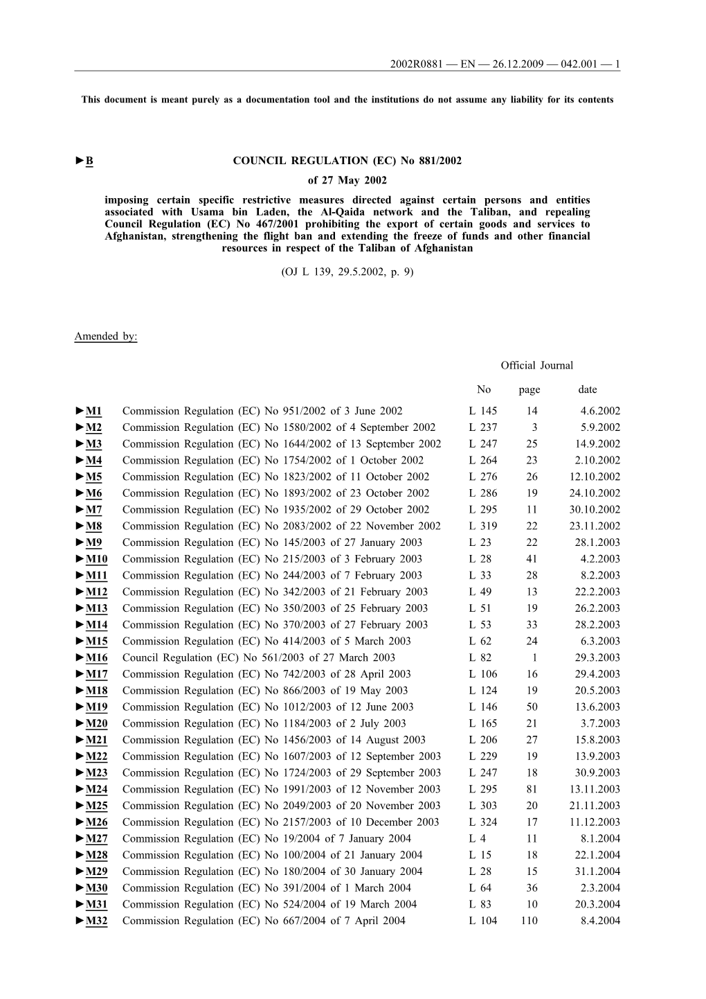 B COUNCIL REGULATION (EC) No 881/2002 of 27