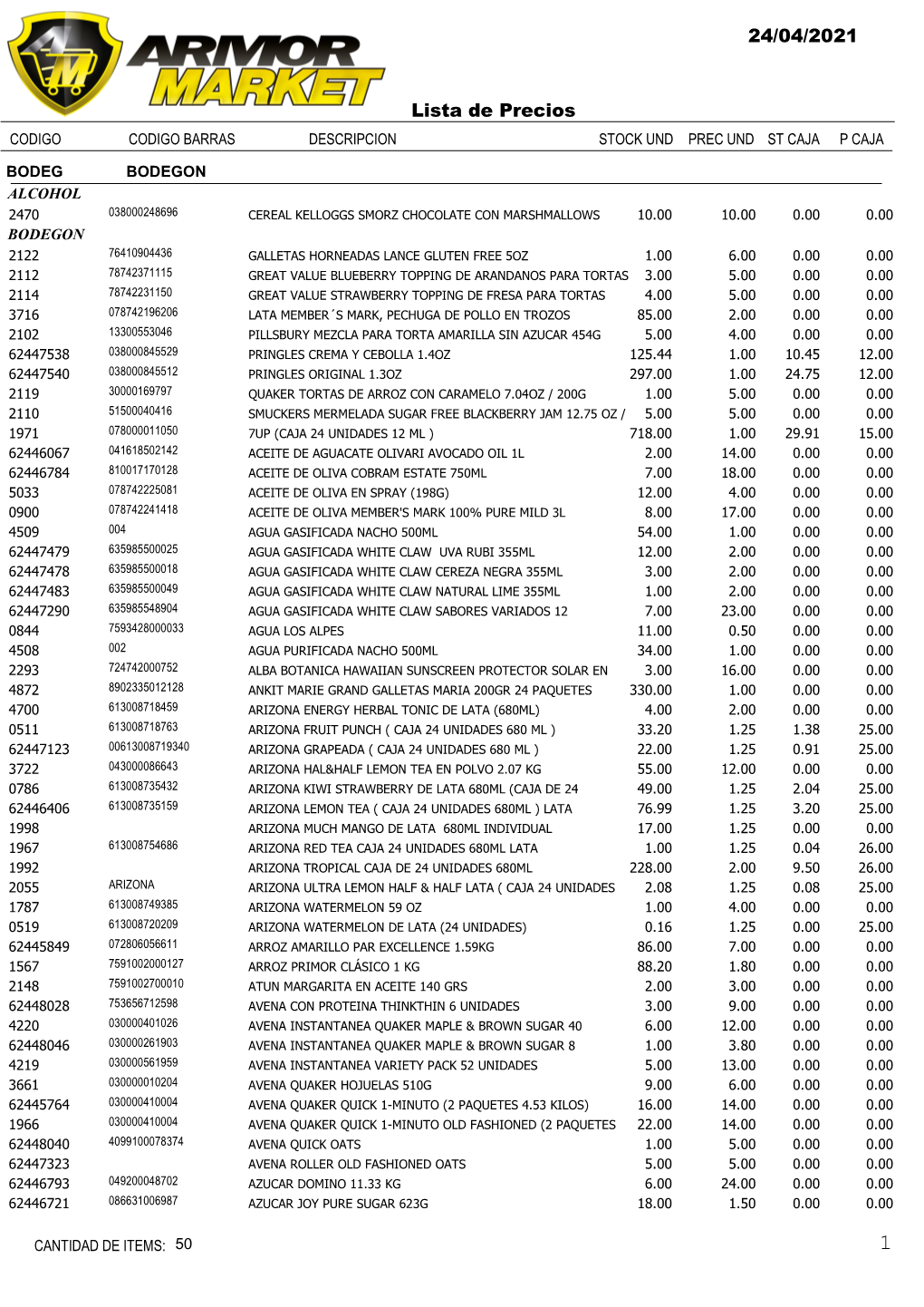 24/04/2021 Lista De Precios