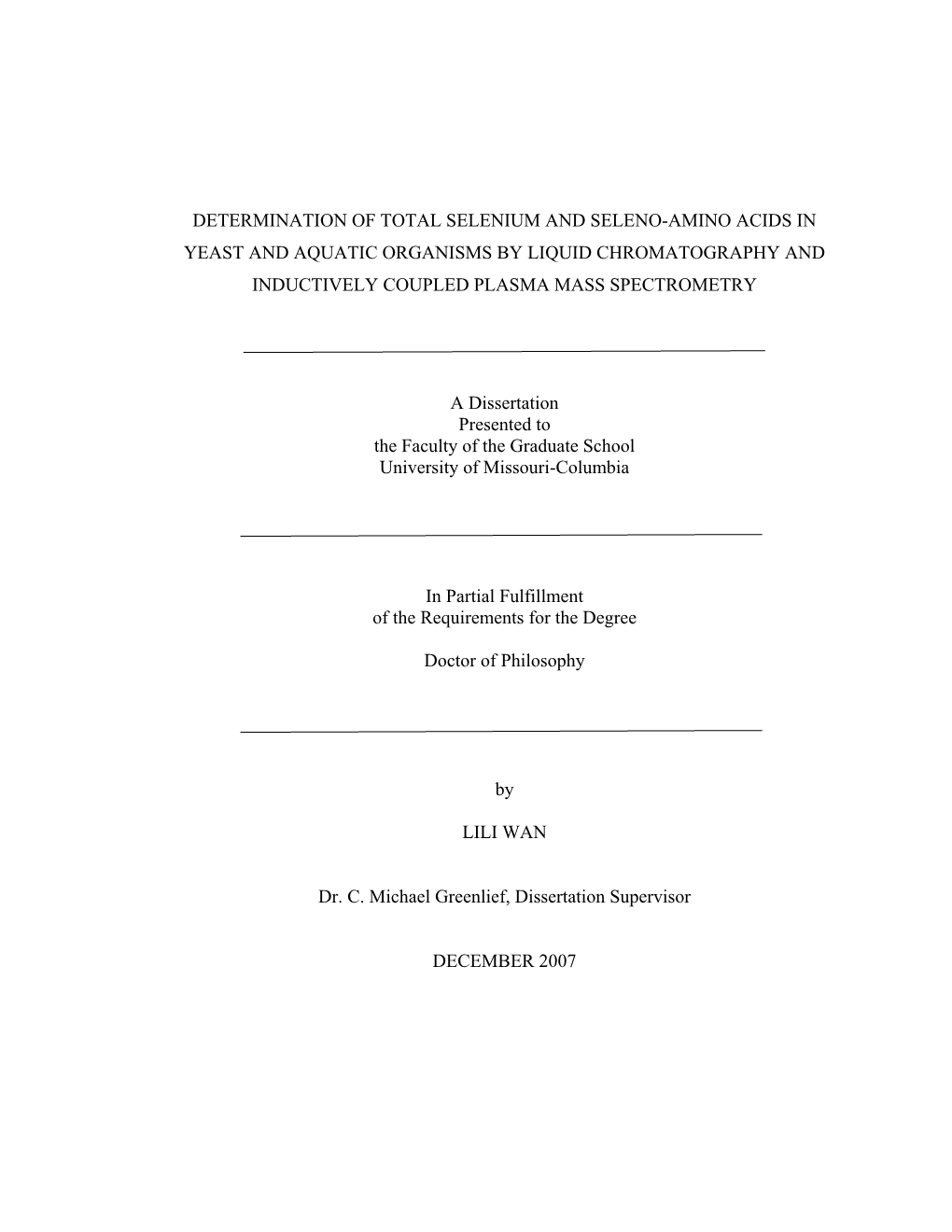 Determination of Total Selenium and Seleno-Amino Acids in Yeast and Aquatic Organisms by Liquid Chromatography and Inductively Coupled Plasma Mass Spectrometry