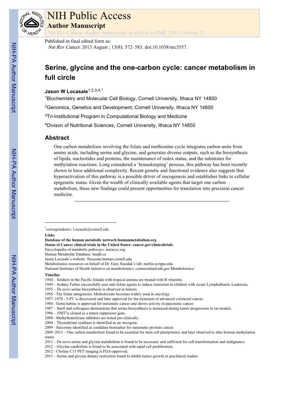 NIH Public Access Author Manuscript Nat Rev Cancer