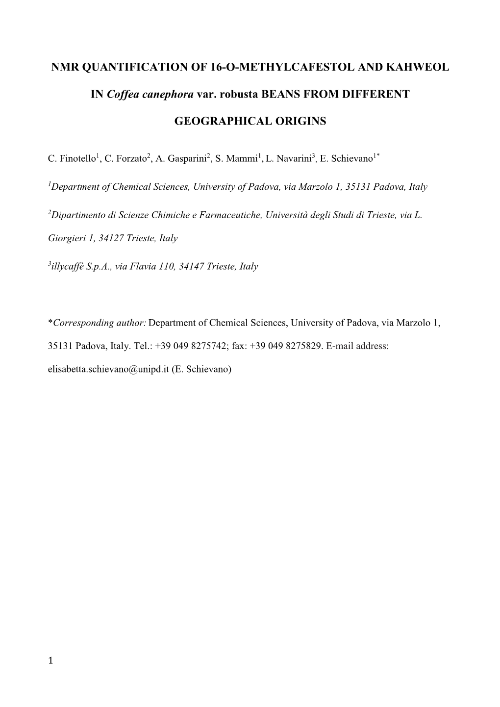 Quantification of 16‐O‐Methylcafestol in Coffea Canephora