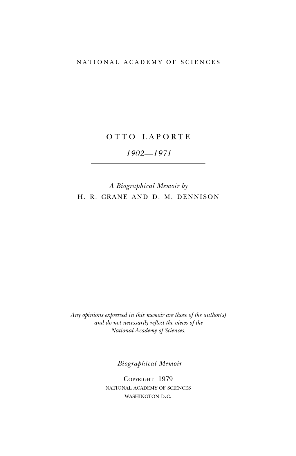 OTTO LAPORTE July 23,1902-March 28,1971