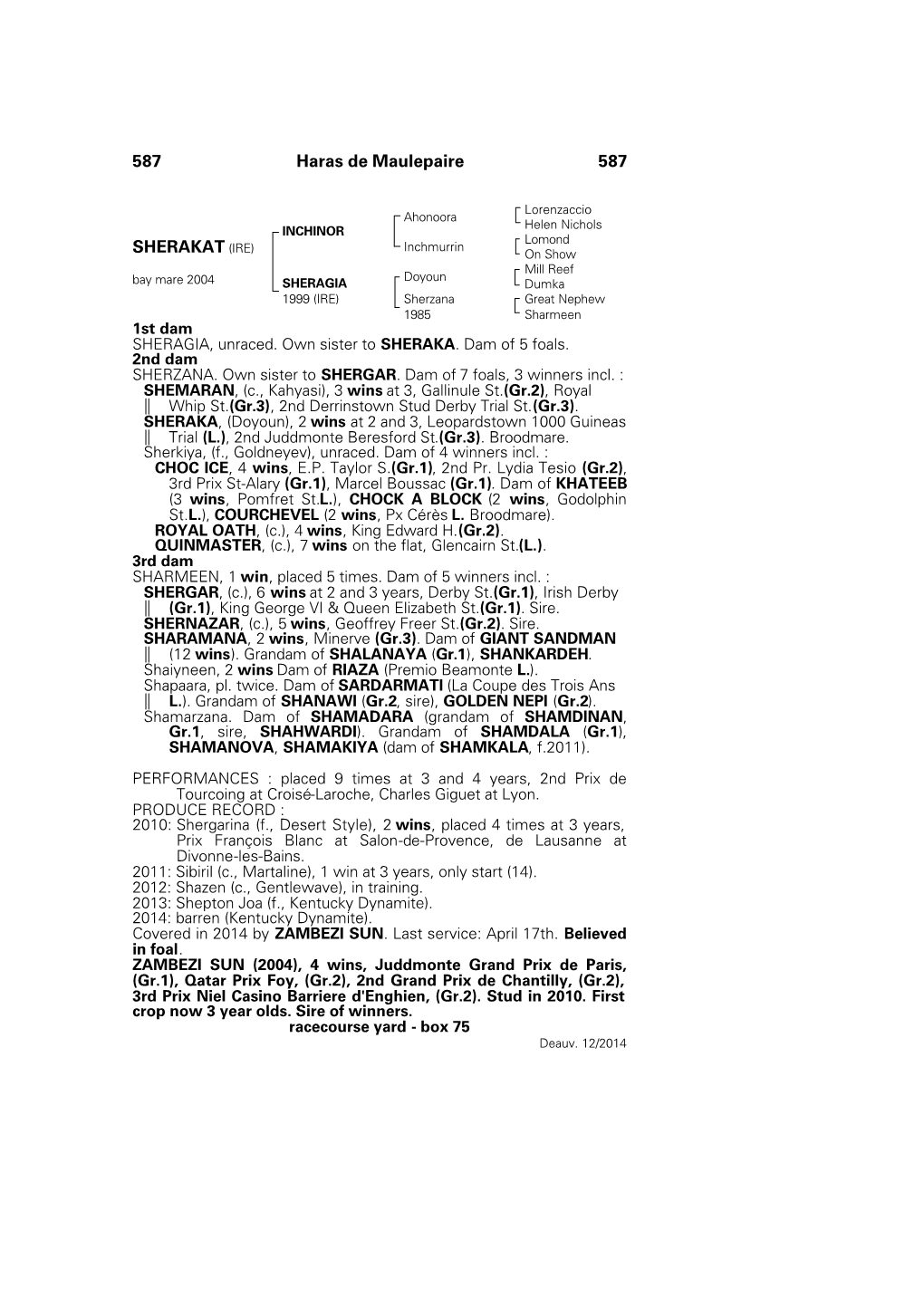 587 Haras De Maulepaire 587 SHERAKAT (IRE)