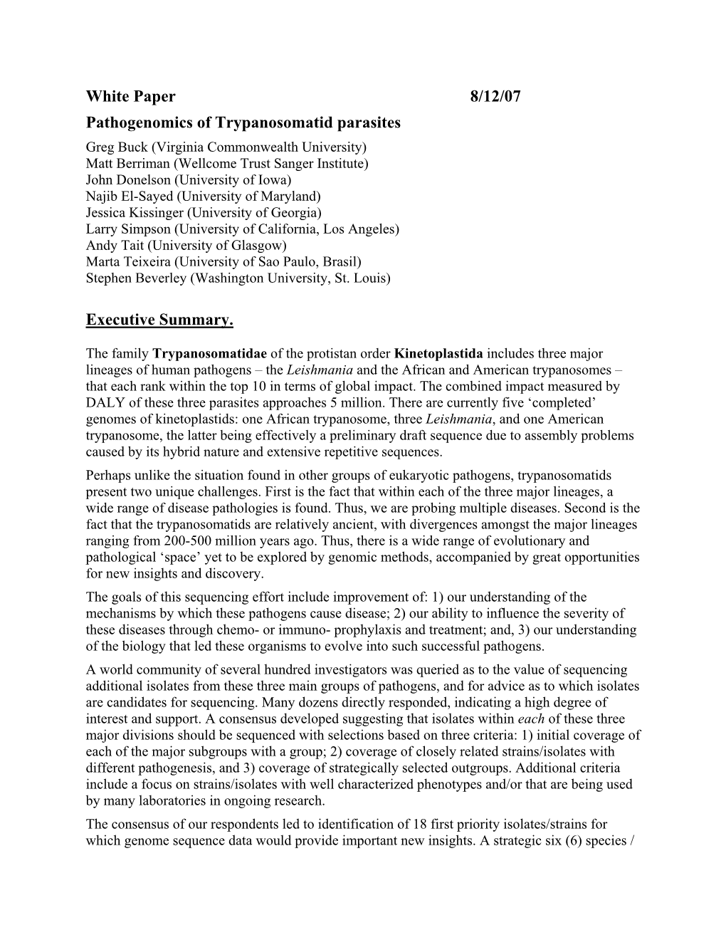 Pathogenomics of Trypanosomatid Parasites