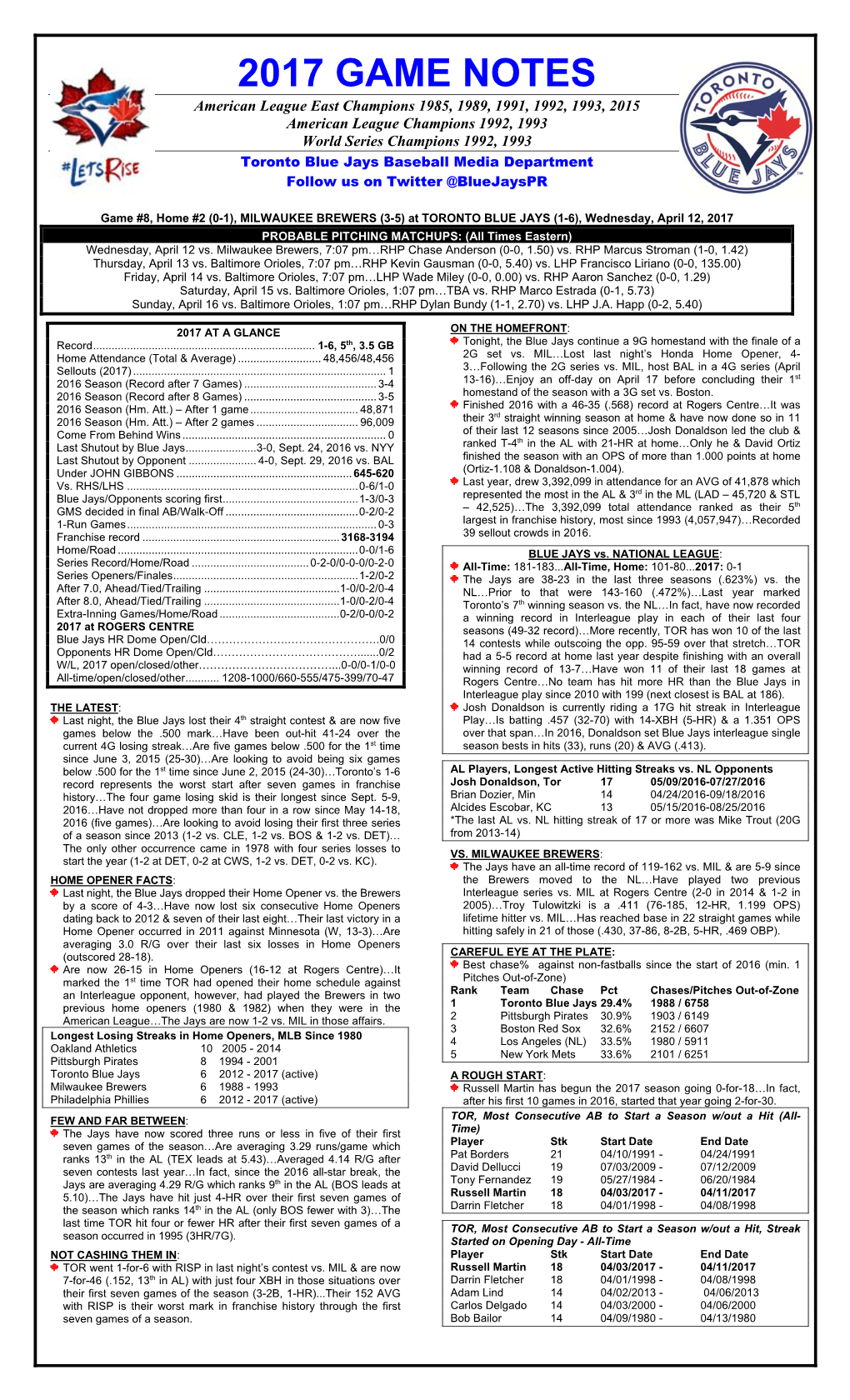 2017 Game Notes