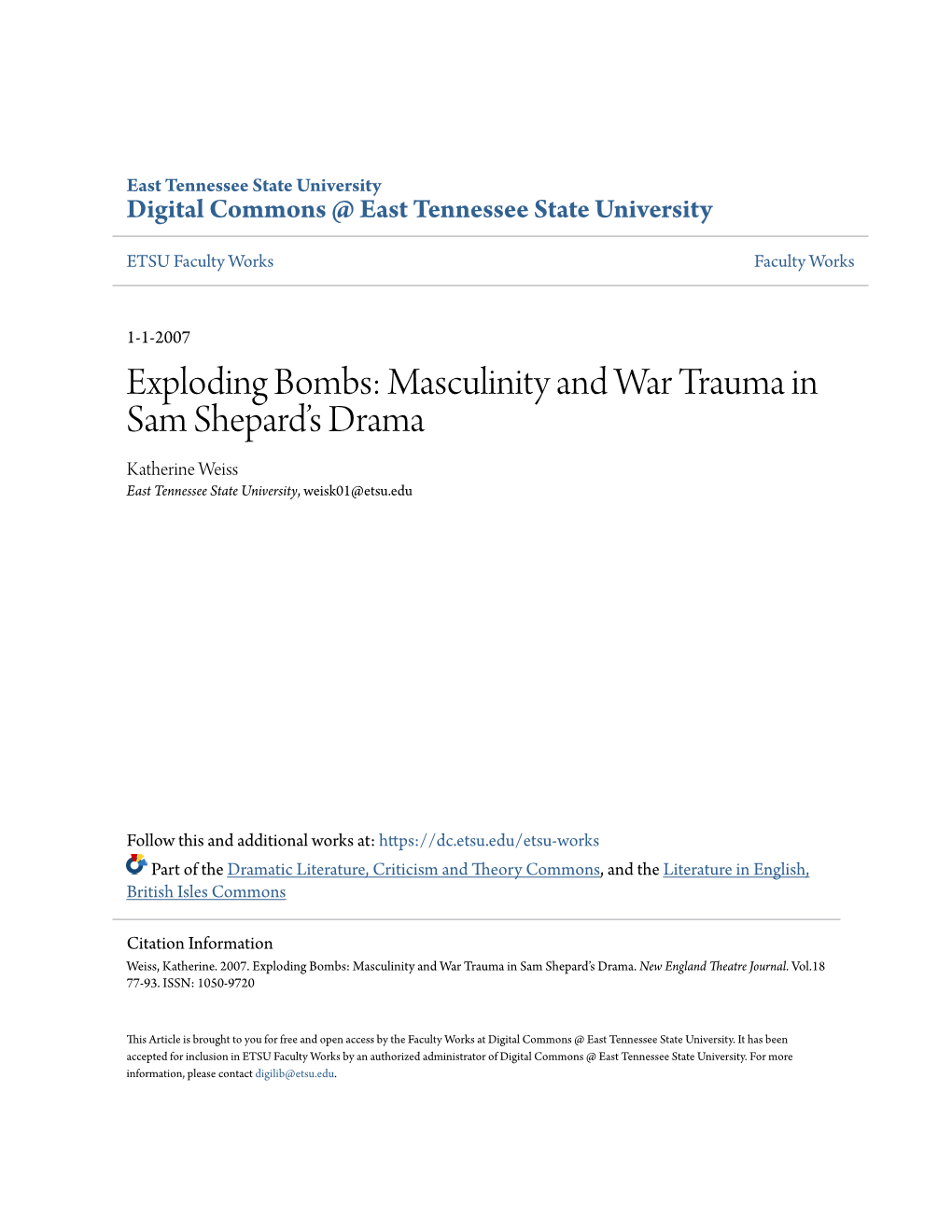 Masculinity and War Trauma in Sam Shepardâ•Žs Drama