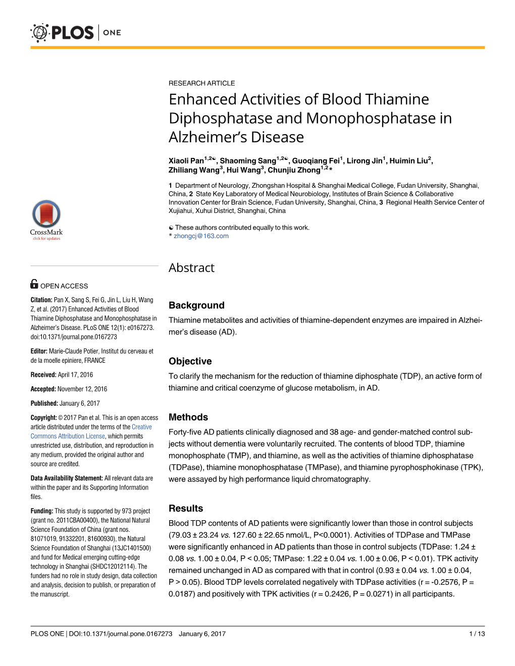 Enhanced Activities of Blood Thiamine Diphosphatase and Monophosphatase in Alzheimer’S Disease