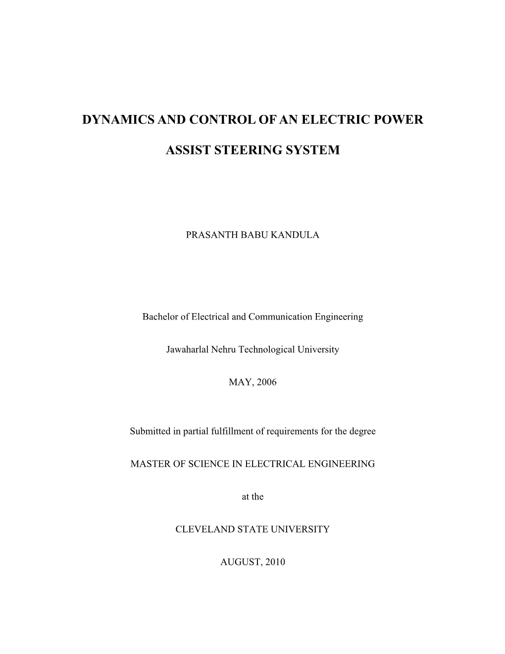 Dynamics and Control of an Electric Power Assist