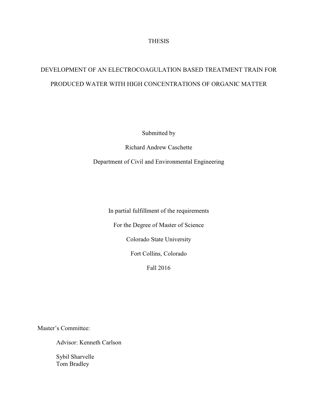 Thesis Development of an Electrocoagulation Based