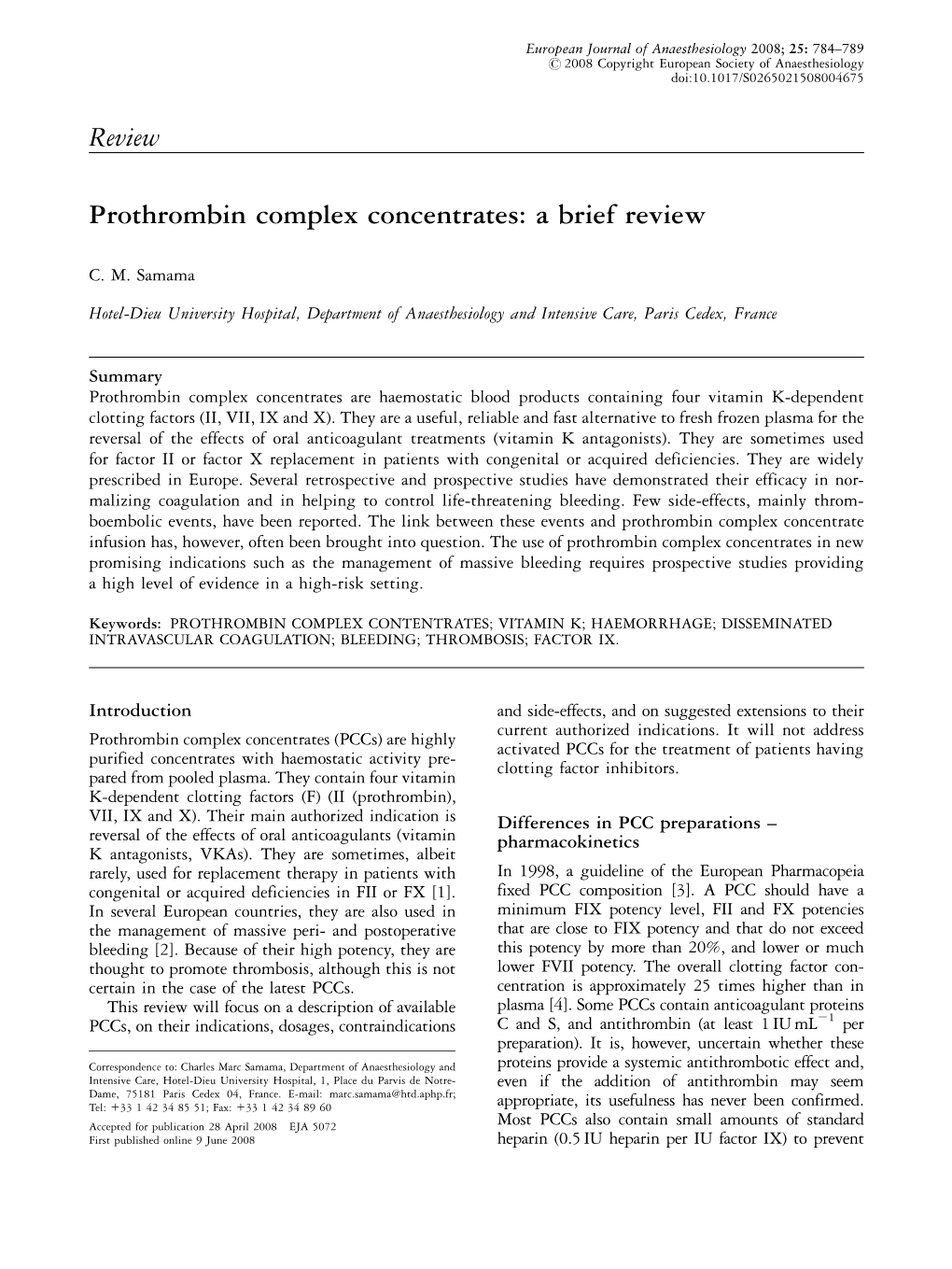 Prothrombin Complex Concentrates: a Brief Review