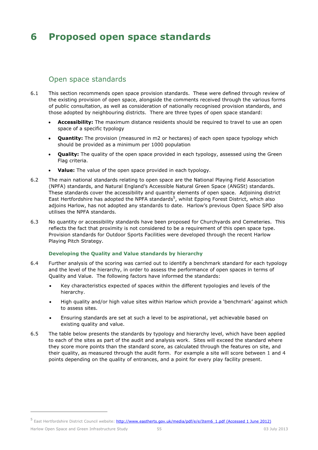 Harlow Open Space and Green Infrastructure Study Chapters 6 to 9