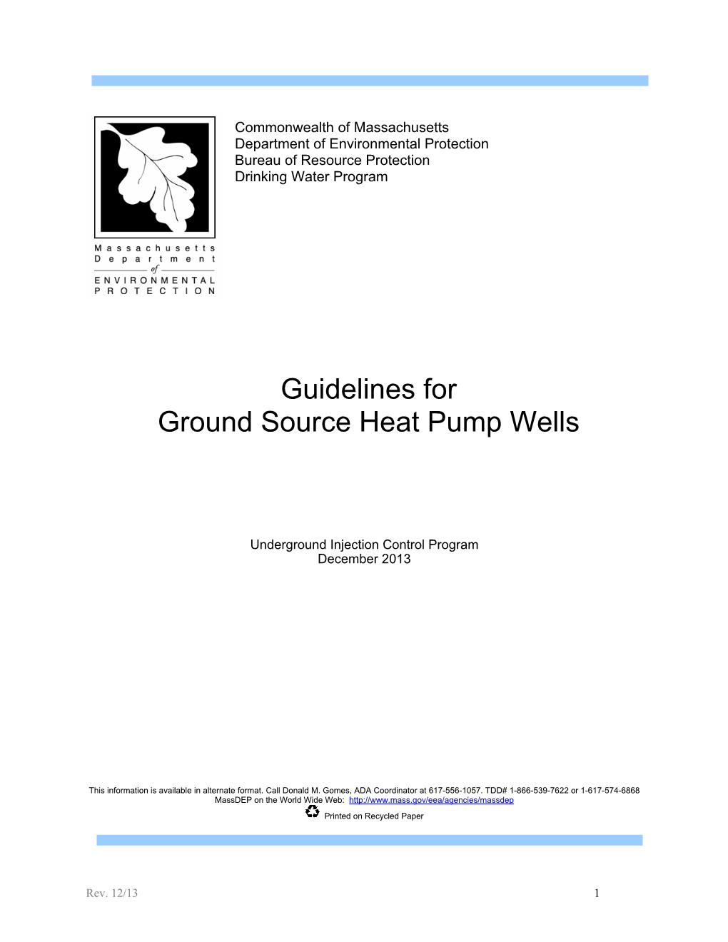 Guidelines for Ground Source Heat Pump Wells