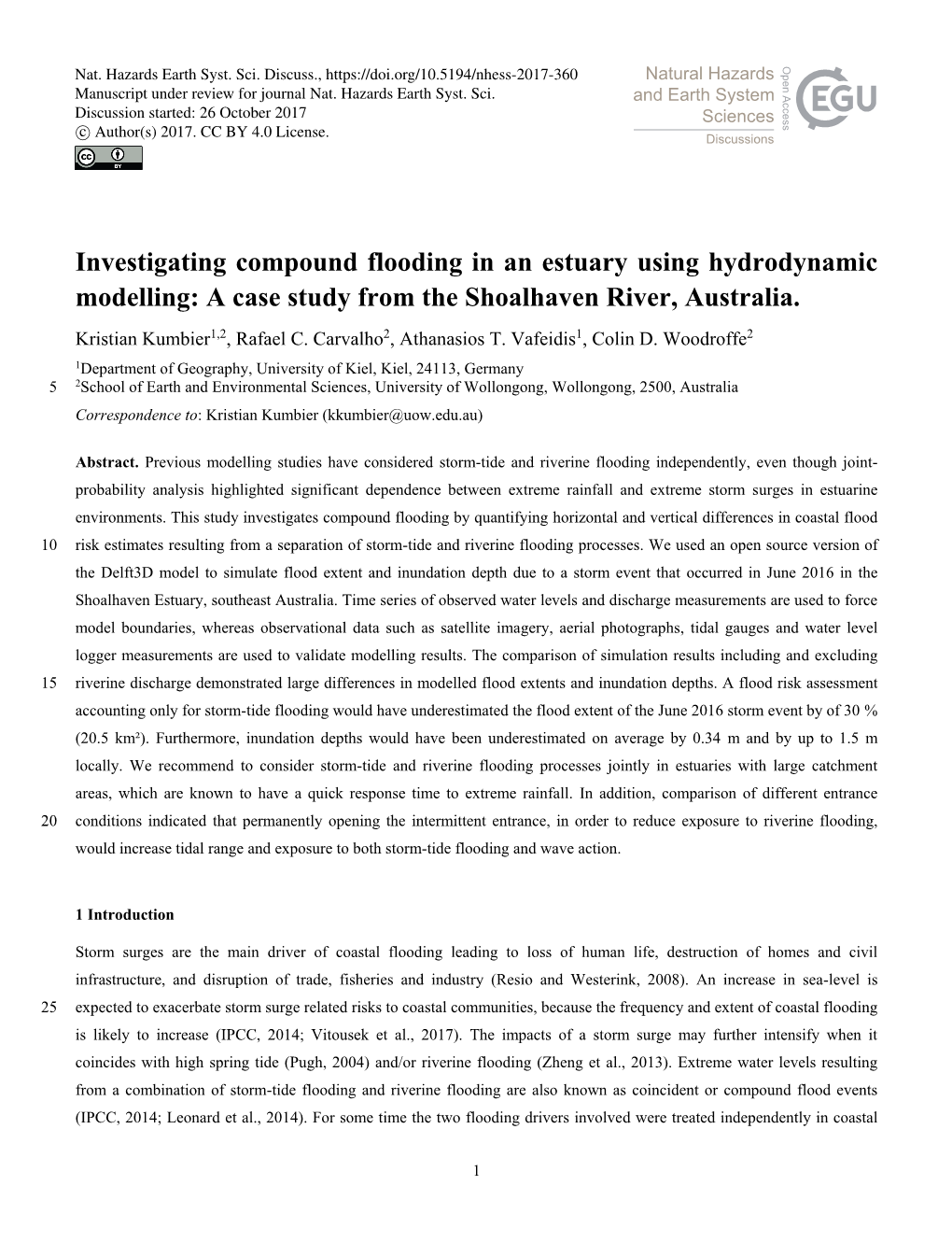 Investigating Compound Flooding in an Estuary Using Hydrodynamic Modelling: a Case Study from the Shoalhaven River, Australia