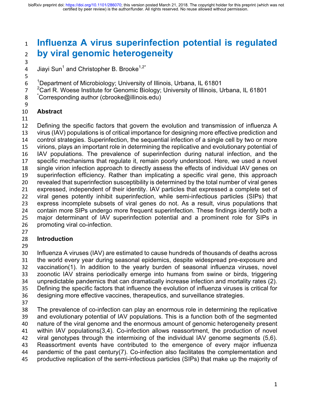 Influenza a Virus Superinfection Potential Is Regulated by Viral