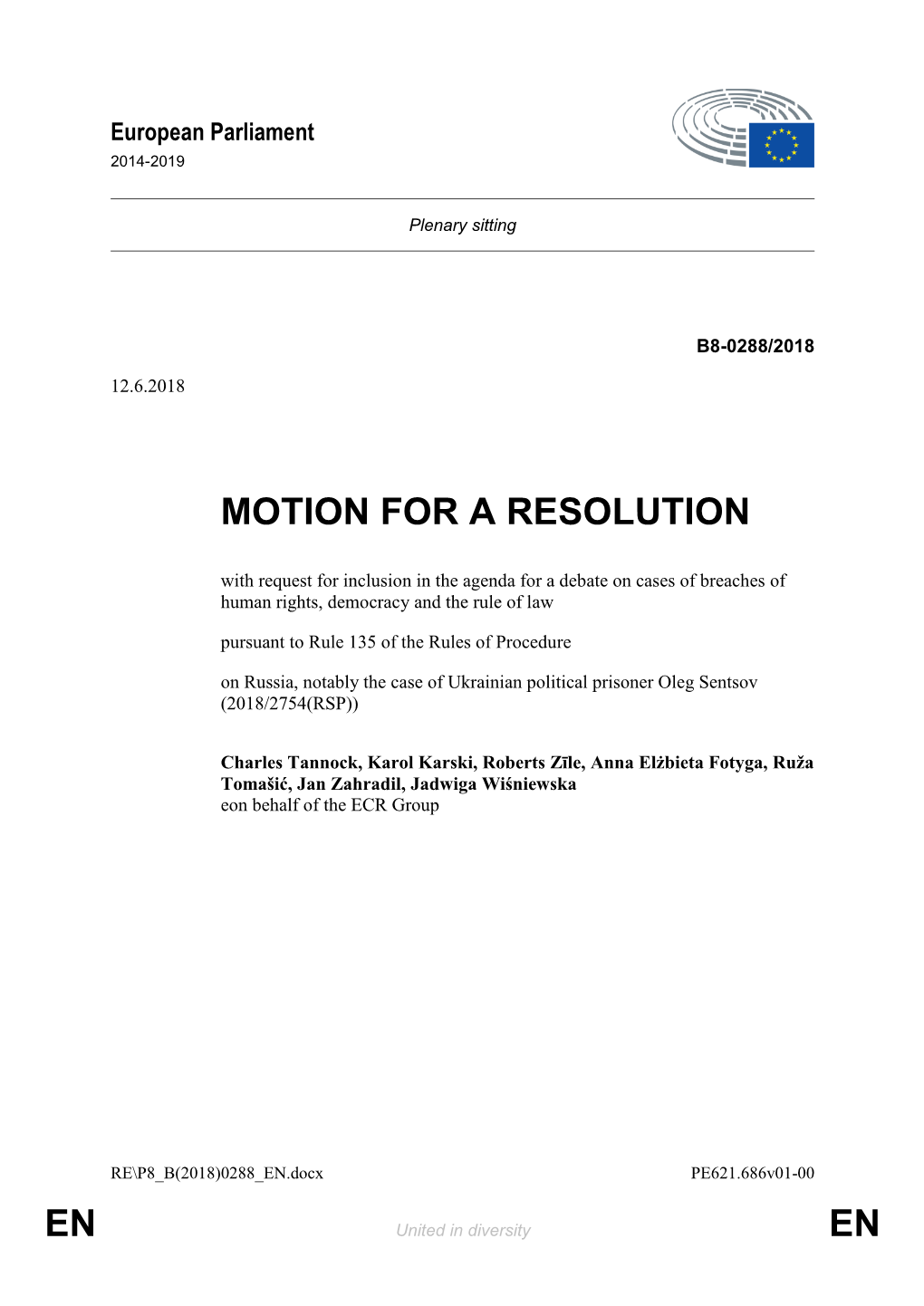 En En Motion for a Resolution