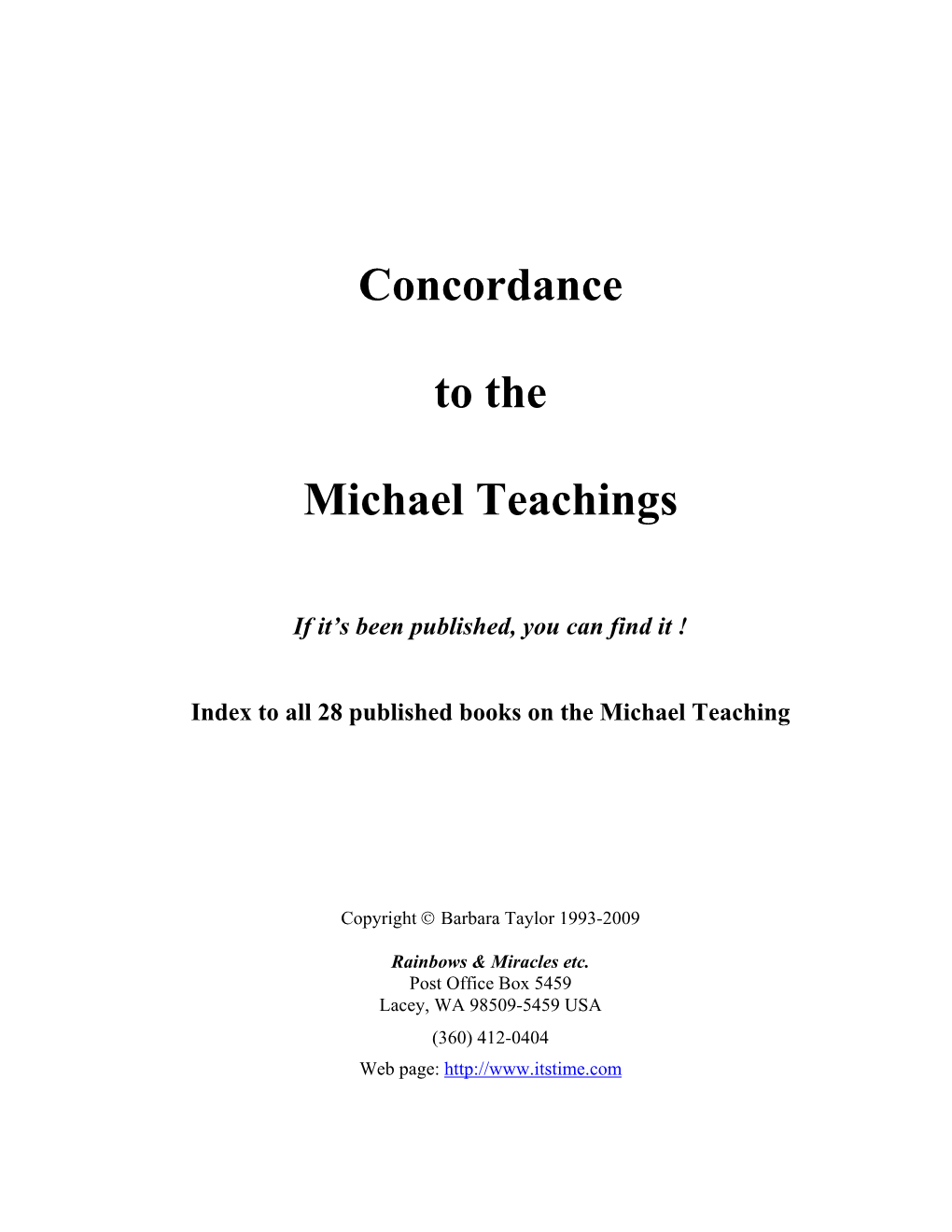 Concordance to the Michael Teachings