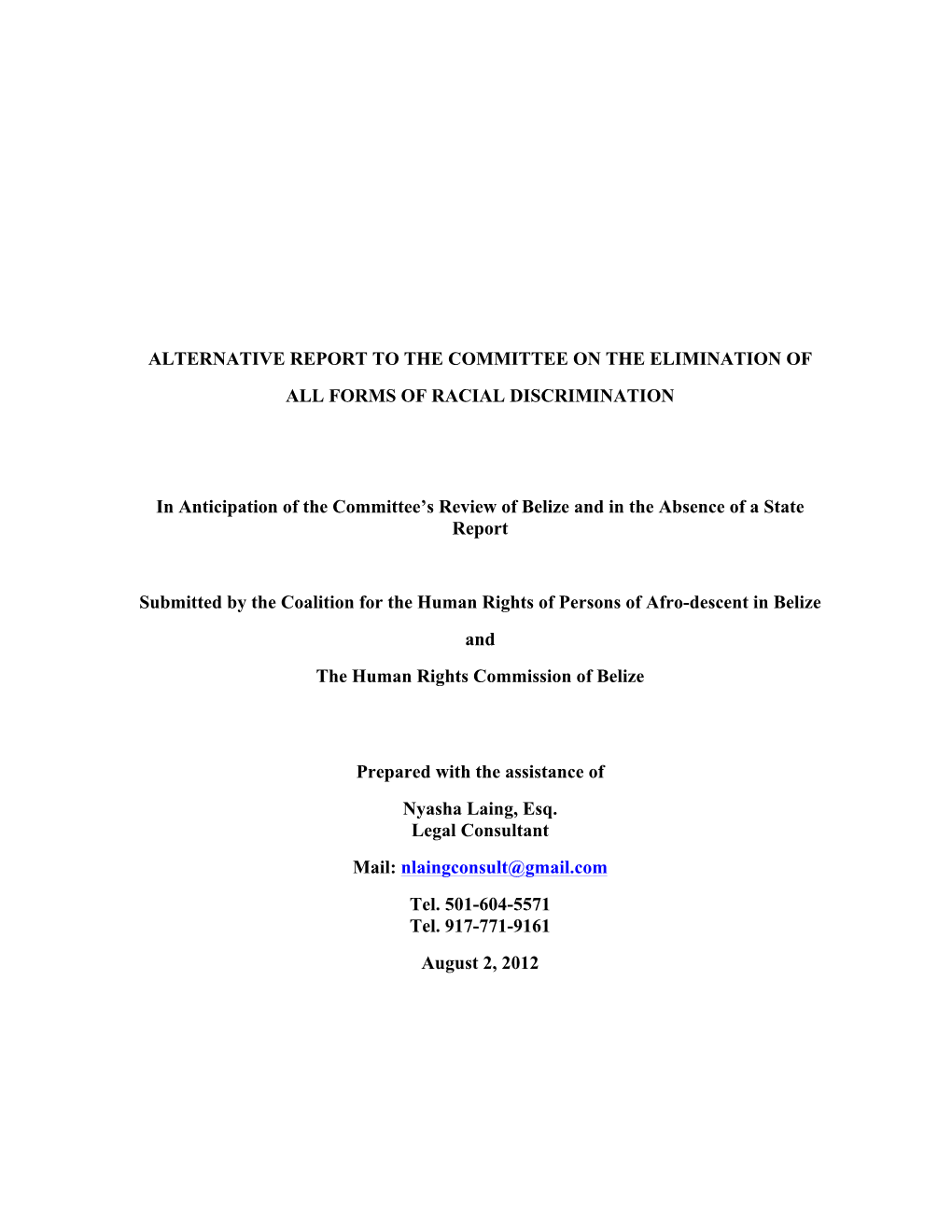 Coalition for Afrodescendants Shadow Report Cerd August 2 Final