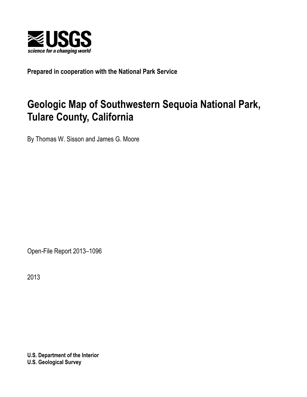 Geologic Map of Southwestern Sequoia National Park, Tulare County, California