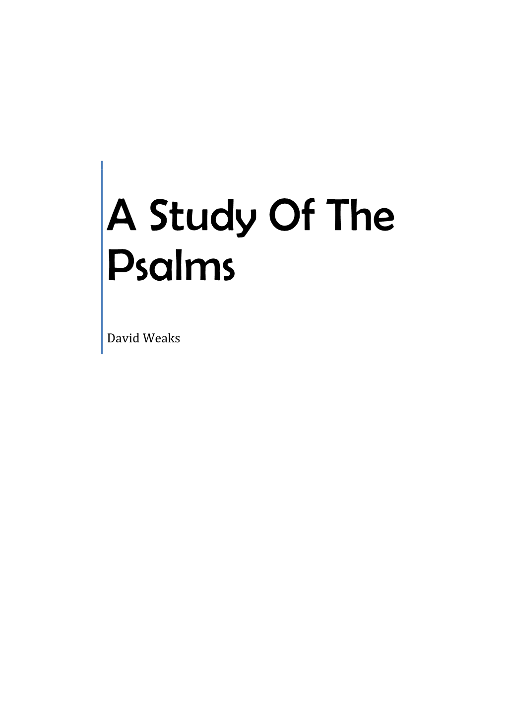A Study of Psalms Lesson 1
