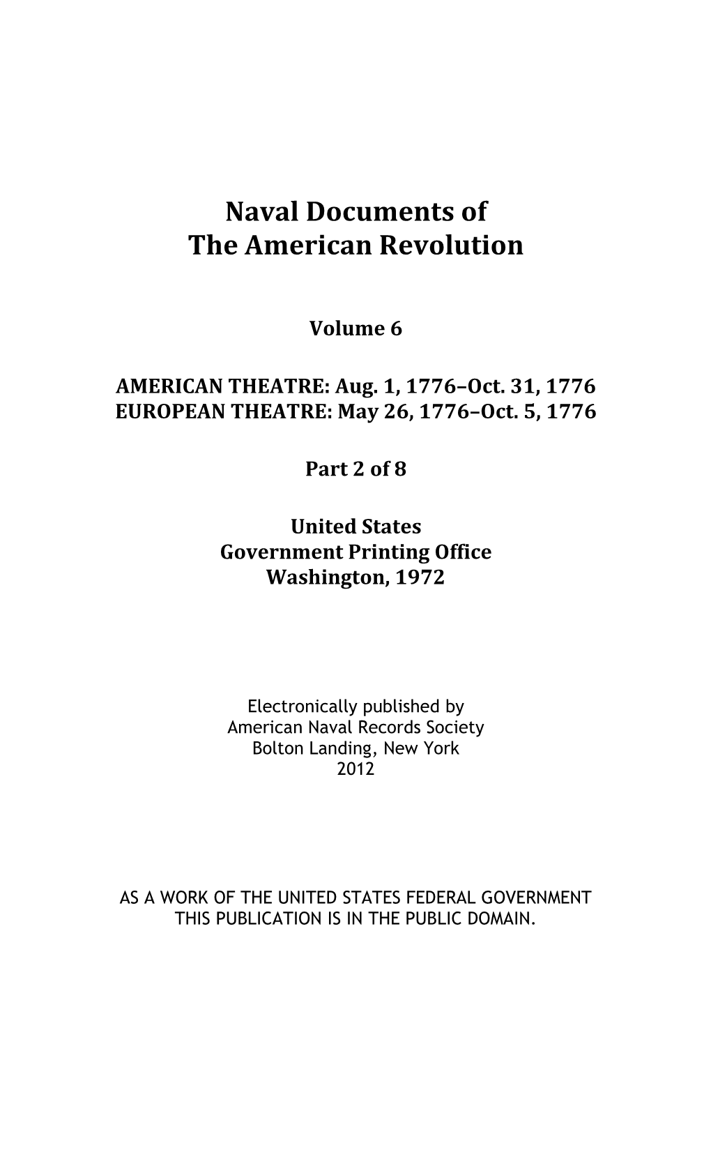 Naval Documents of the American Revolution, Volume 6, Part 2