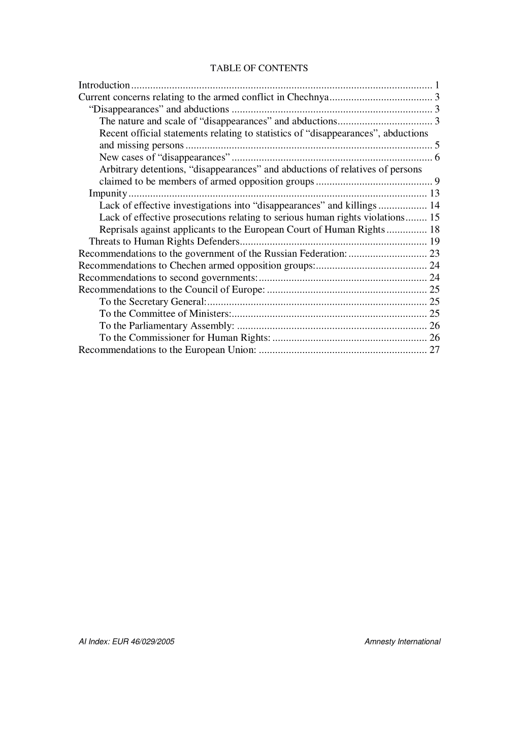 Recommendations to Chechen Armed Opposition Groups