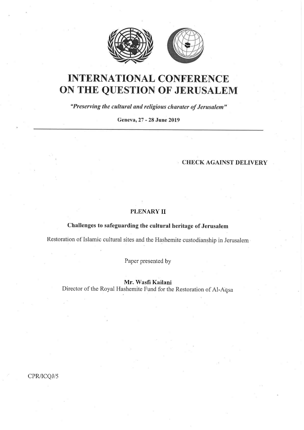 International Conference on the Question of Jerusalem